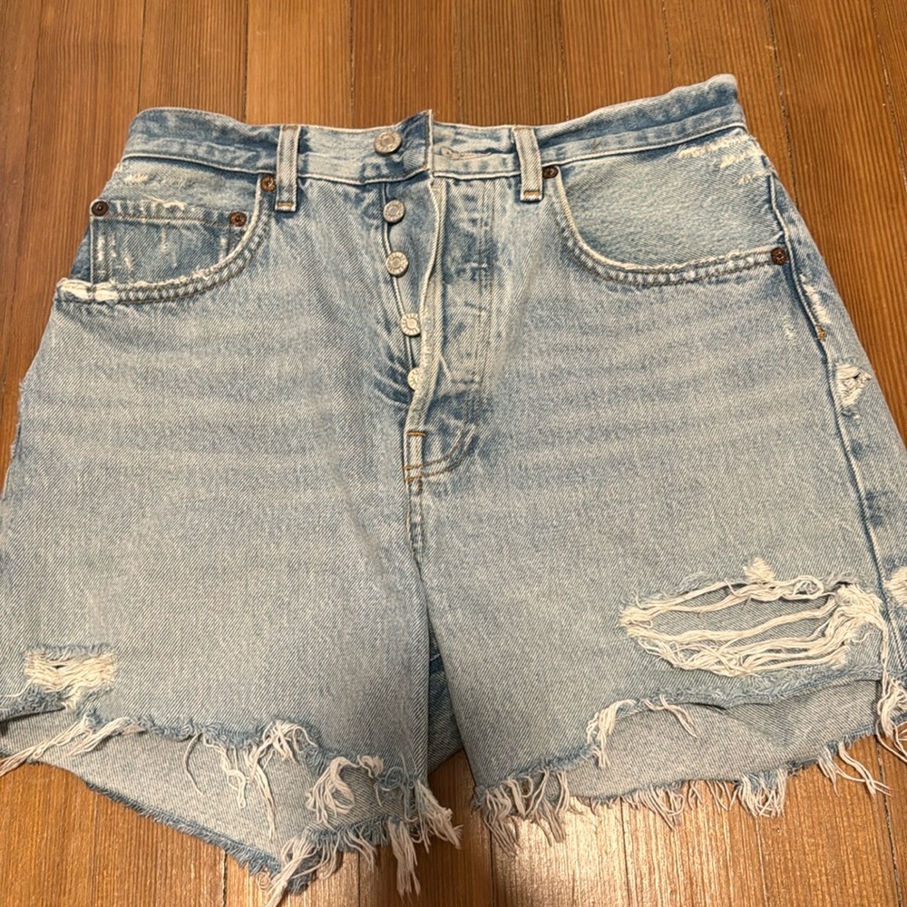 AGOLDE high waisted longer denim shorts